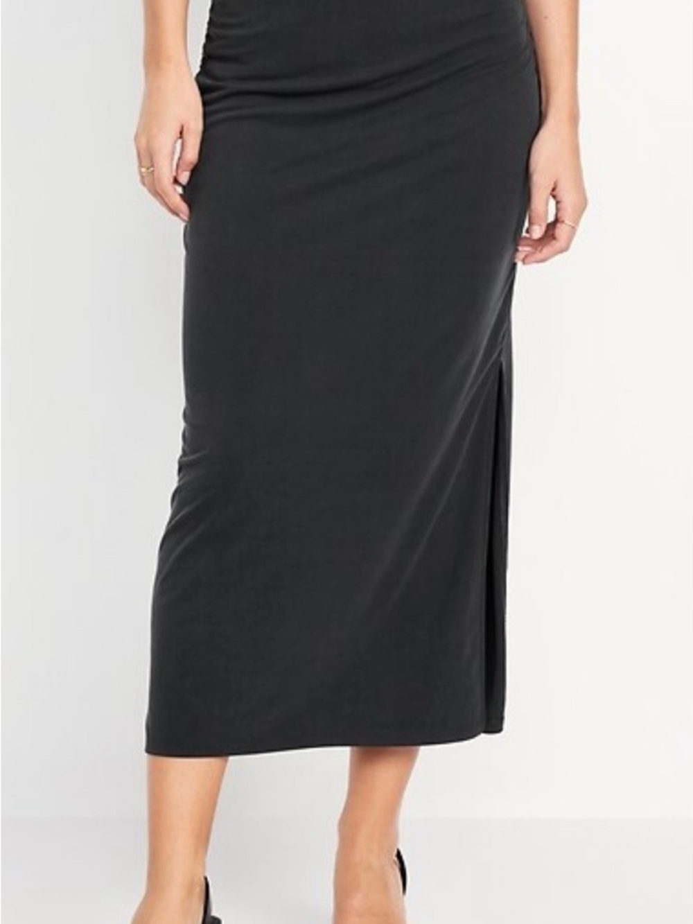 Black Ribbed Maxi Skirt - Women